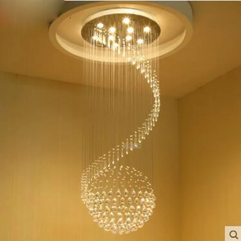 

Crystal chandelier living room round villa Hall compound building staircase long middle building large chandelier European style