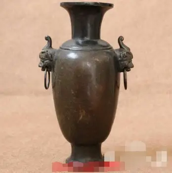 

China antique Pure copper Unicorn Binaural vase