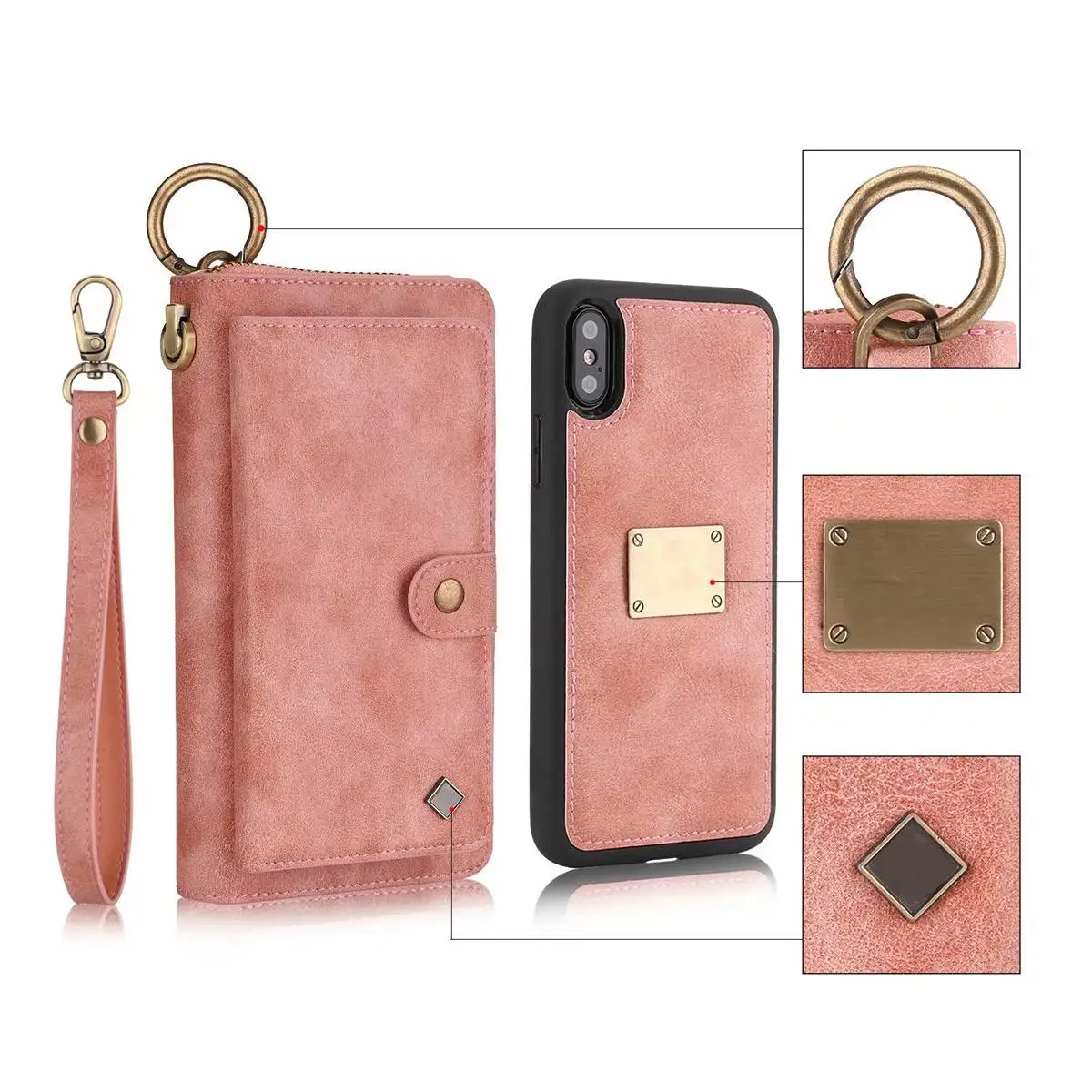 2 в 1 флип-чехол из искусственной кожи для iPhone X XR XS/XS MAX Wallet Cover Phone case для iphone X S Max XR X