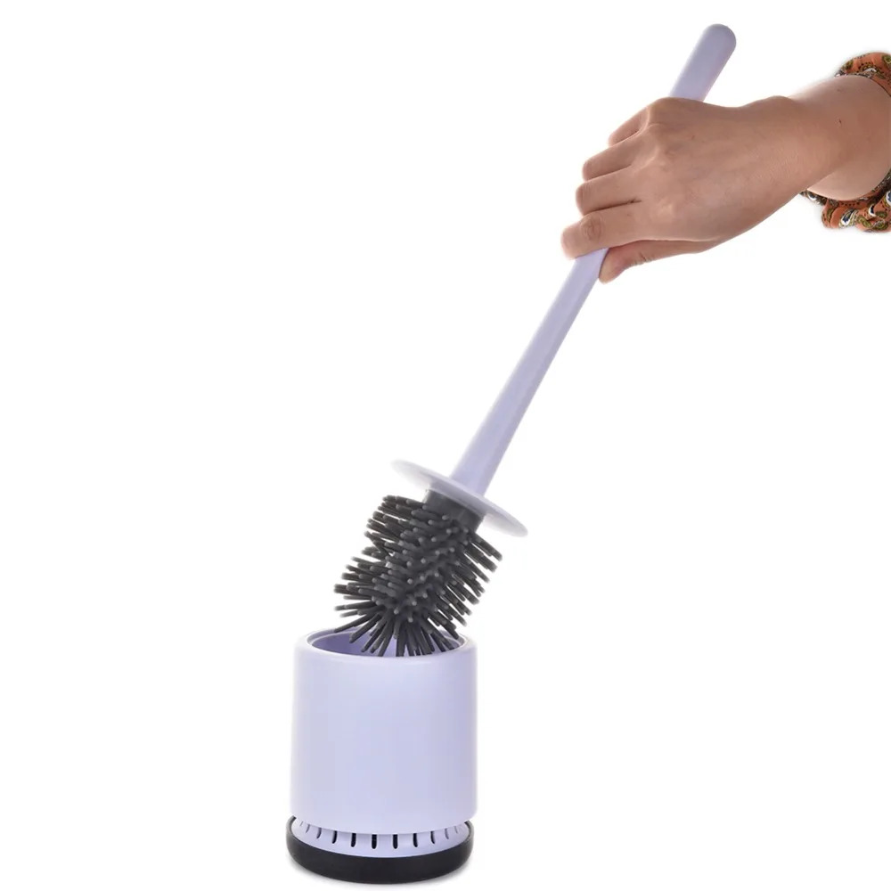 Силиконовая щетка для унитаза с длинной ручкой, мягкие волосы, настенная Бытовая щетка для уборки ванной комнаты, 360 градусов, TPR щетка с головкой