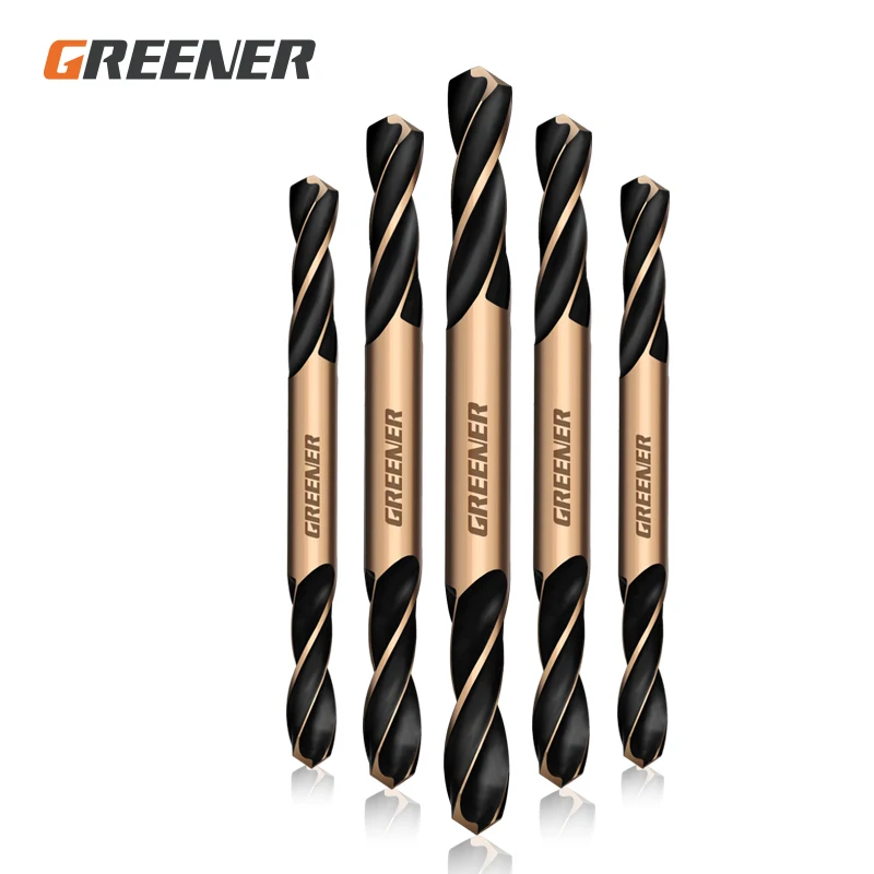 GREENER Auger bit double-headed double-edged metal stainless steel with cobalt ultrahard drill iron drilling 3.0-6.0mm drill bit 10pcs all ground drill bit containing cobalt twist thread stainless steel metal steel plate drill bit aluminum alloy drilling