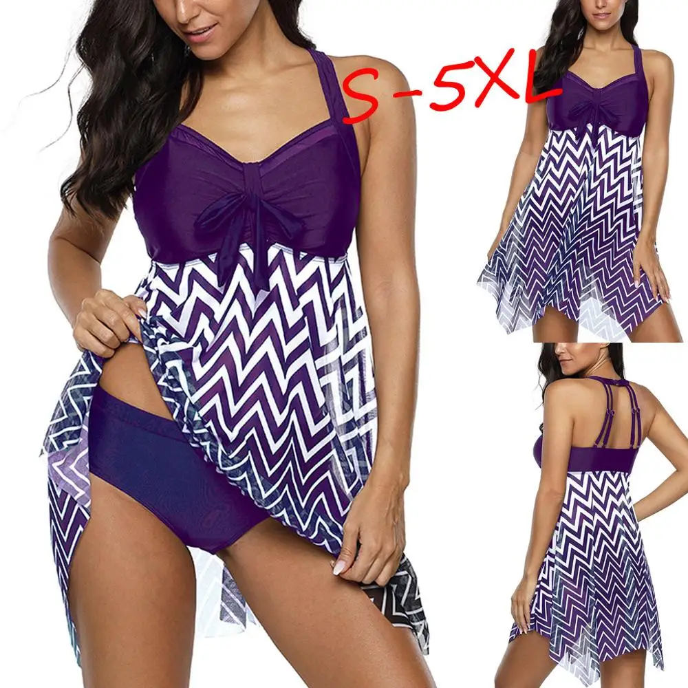 Plus Size Swimwear Swim Skirt Women Strip patchwork backless Sexy Swimsuit Bra Bathing Suit S-5xl Big size Beachwear tankini | Женская