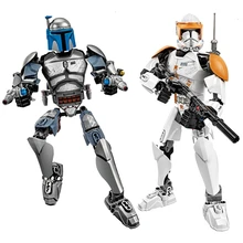 Star War Buildable Action Figure Building Block Kylo Ren Chewbacca Darth Vader Boba Jango Fett Stormtrooper Toys For children star wars jedi chewbacca building blocks han solo darth vader legoing figures jango fett obi wan models toys for children bk37