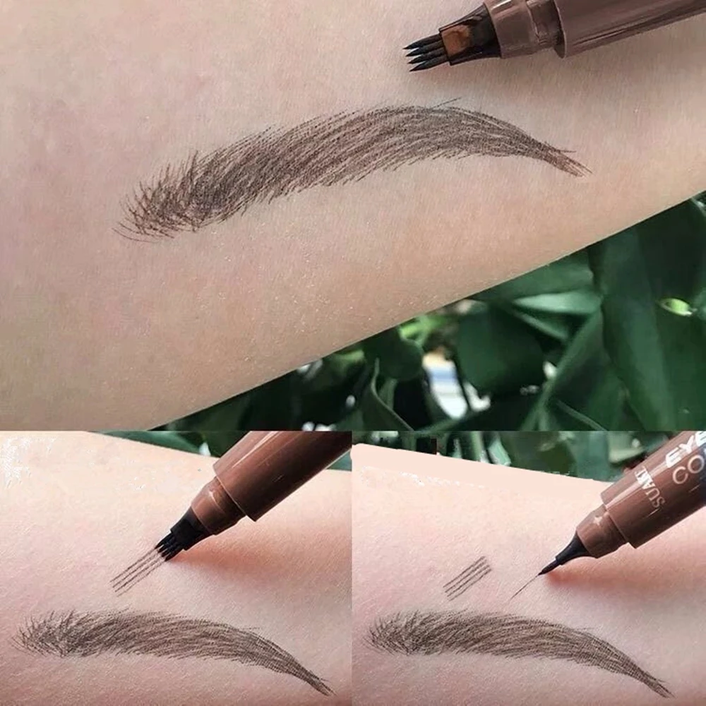 5 Colors Eyebrow Pencil Waterproof 4 Fork Tip Eyebrow Tattoo Pencil Cosmetic Long Lasting Natural Dark Brown Liquid Eye brow Pen 2