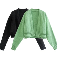 

Maxdutti High Street England Style Fashion Simple Solid Winter Sweaters Women Knitted Cardigans Women Jacket Women Short Tops