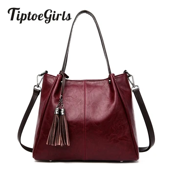

Tiptoegirls Big Capacity European Wind Brand Lady Shoulder Bag Quality Tassel Fashion Woman Bag Vintage Leather Women Handbag