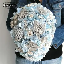 3 Collors Fiori Artificiali Cielo Blu Cascata di Cristallo Bouquet Da Sposa Spilla Bouquet Da Sposa Bouquet Sposa ramos de novia BY51