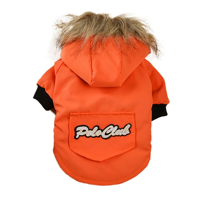 Костюм для домашних животных, одежда для собак, зимнее теплое пуховое пальто с меховым воротником, утепленные толстовки, куртка, одежда для собак, одежда для Йоркцев, одежда для щенков - Цвет: orange