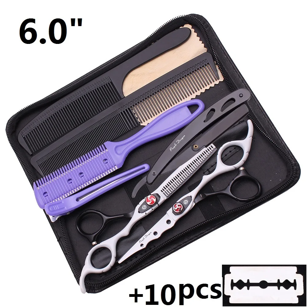 

White Professional Hairdressing Scissors Set SS Barber Tools Hairdresser Hair Scissors Cutting Thinning Shears Y1229 6"