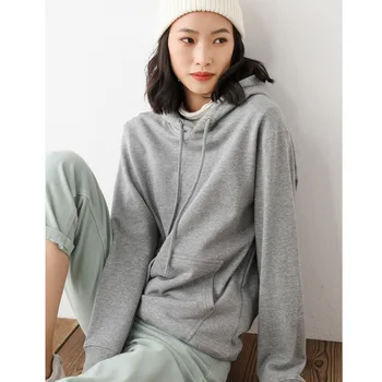 

2020 spring and autumn new loose and versatile casual hooded sweatshirt green