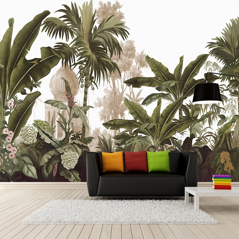 European-Style-Retro-3D-Mural-Wall-Paper-Rain-Forest-Plant-Fresco-Living-Room-Restaurant-Background-Wall (1)