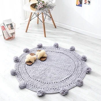 

Happy Home Scandinavian Ins Style Ball Carpet Wool Woven Round Mattress Bedside Floating Window Mattress In Bedroom
