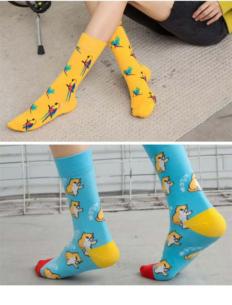 Модные забавные носки для мужчин и женщин, новые осенние повседневные милые мотивы из мультфильма, хлопковые носки унисекс