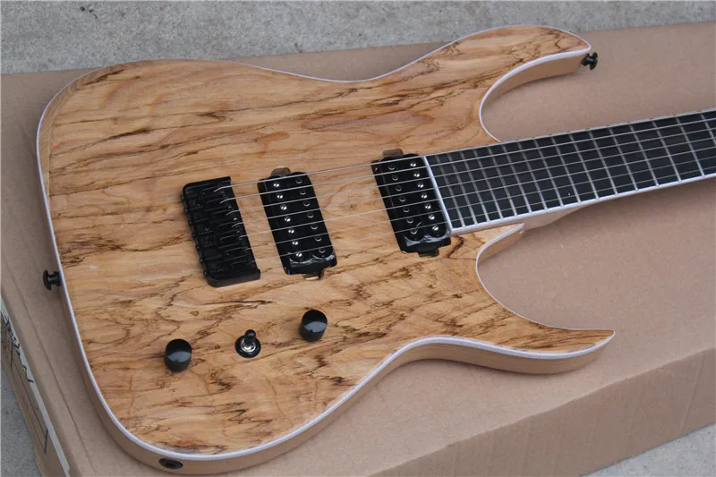 7 Струнная золовянная электрогитара, spalted \ burl кленовый шпон, черная м гитара - Цвет: 3274