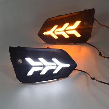 

Car Daytime Running Light DRL LED Fog Lamp Cover with Yellow Turning Signal Functions for Volvo XC60 2018 2019