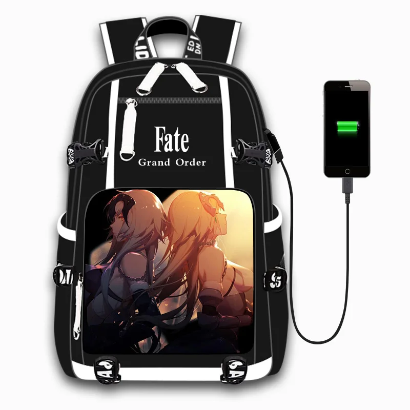 Аниме Fate Stay Night Saber, для отдыха, для девочек и мальчиков, дорожная сумка, usb зарядка, ранец, рюкзак для ноутбука, рюкзак для подростков, студентов - Цвет: Style-19