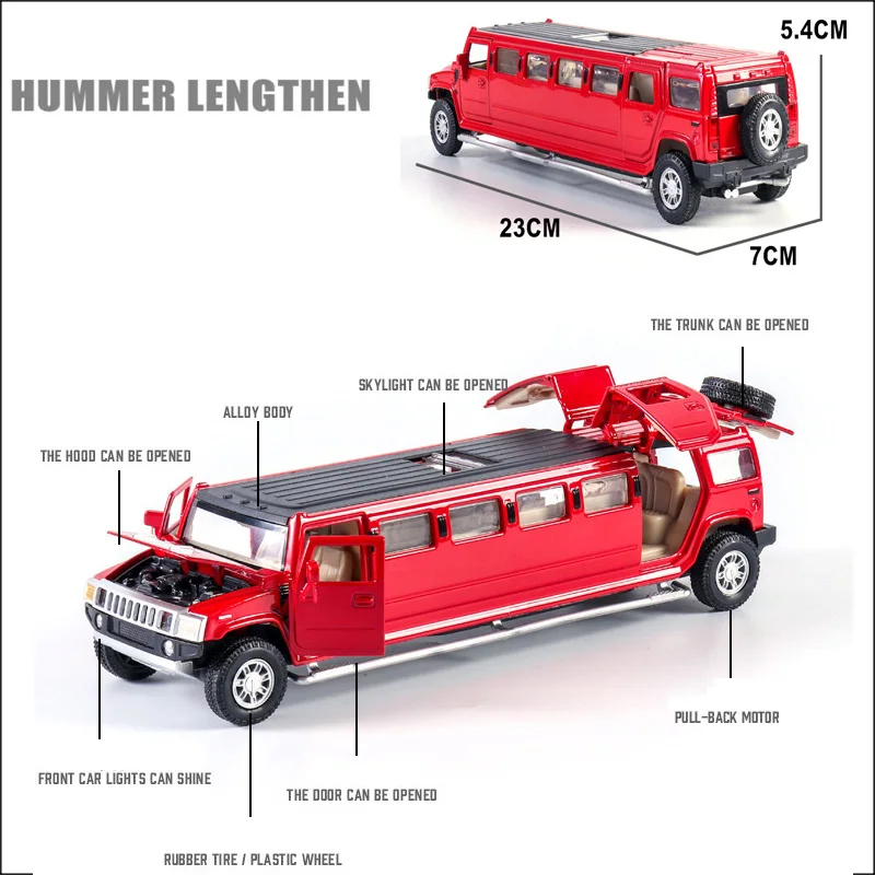 Высокая имитация 1:32 Сплав hummer limousine Металл литой автомобиль модель оттягивающийся мигающая детская музыкальная игрушка транспортные средства Рождественский подарок