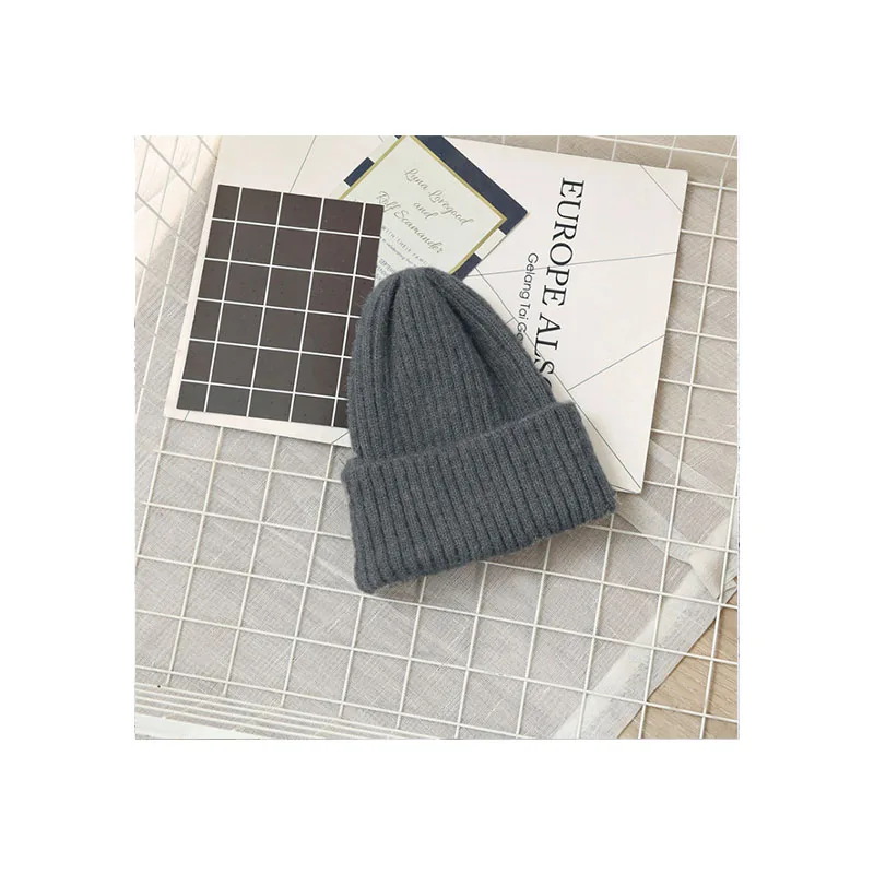 dark grey Новая дикая детская шапка, простая шерстяная детская шапка, модная однотонная вязаная шапка для мальчиков и девочек, осенне-зимние теплые головные уборы, шапка - Цвет: dark grey