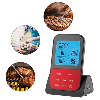 

Kitchen Barbecue Thermometer Meter Gauge with Probe Picnic Tool Timer Food Meat Temperature Easily Carrying BBQ Tools