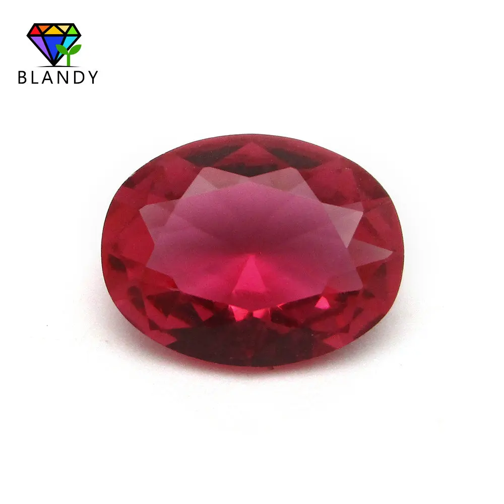 High Quality 2x313x18mm Oval Cut Rose Red Glass Gems Beads Loose