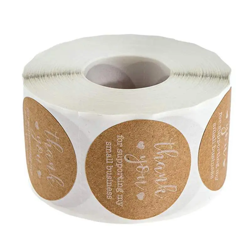 1 Roll Round Kraft Paper Stickers Lettering Cookie Stickers Label Sticker Decals Scrape Sticker for Envelope Gift Cookie Bags