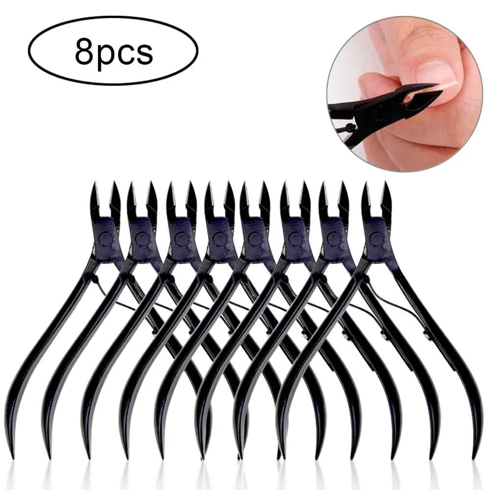 8pcs Black Toenail слитные щипцы для кутикулы ножницы, щипчики для ногтей для маникюра омертвевшие ножницы для удаления кожи инструменты из нержавеющей стали - Цвет: 8pcs Black