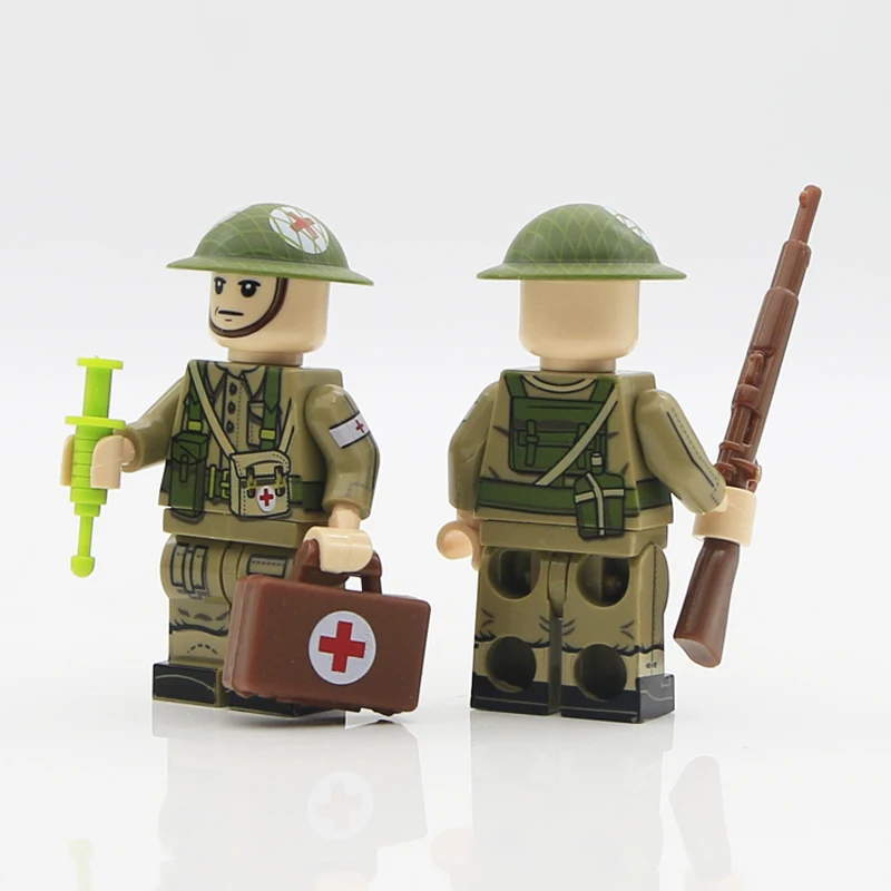 WW2 Британские Военные Конструкторы Военные Аксессуары английская армия сила фигурка с оружием медик кирпичики город полиция строительные игрушки для детей