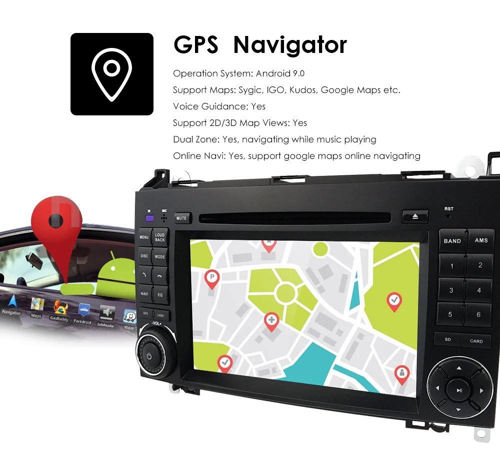 Clearance 4GRAM OctaCore8 1024*600 2din car DVD Android 9.0 PX5 for Mercedes/benz B200 A160 Viano Vito GPS NAVI RADIO BT built-in Mic wifi 13