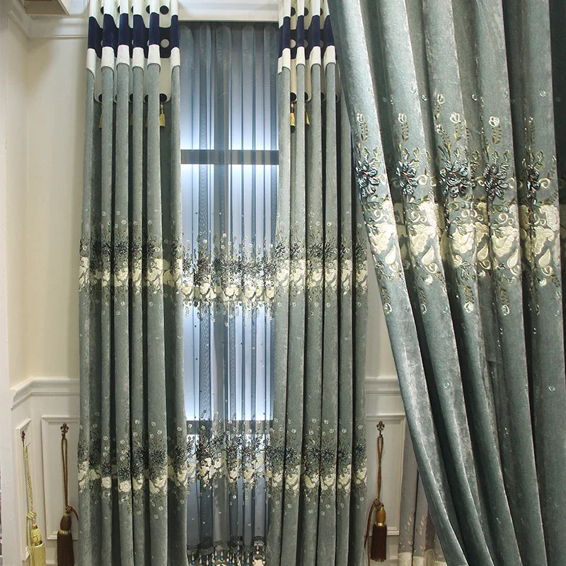 European luxury light delicate embroidered cloth curtain curtain