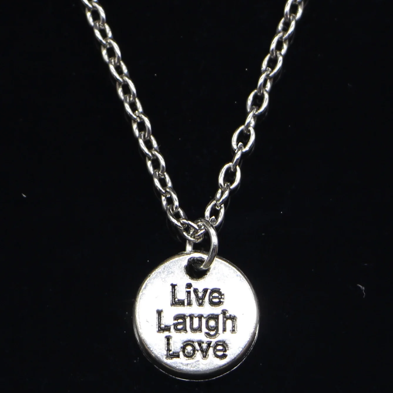 20pcs New Fashion Necklace 12mm plates live laugh love Pendants Short Long  Women Men Colar Gift Jewelry Choker|Chain Necklaces| - AliExpress