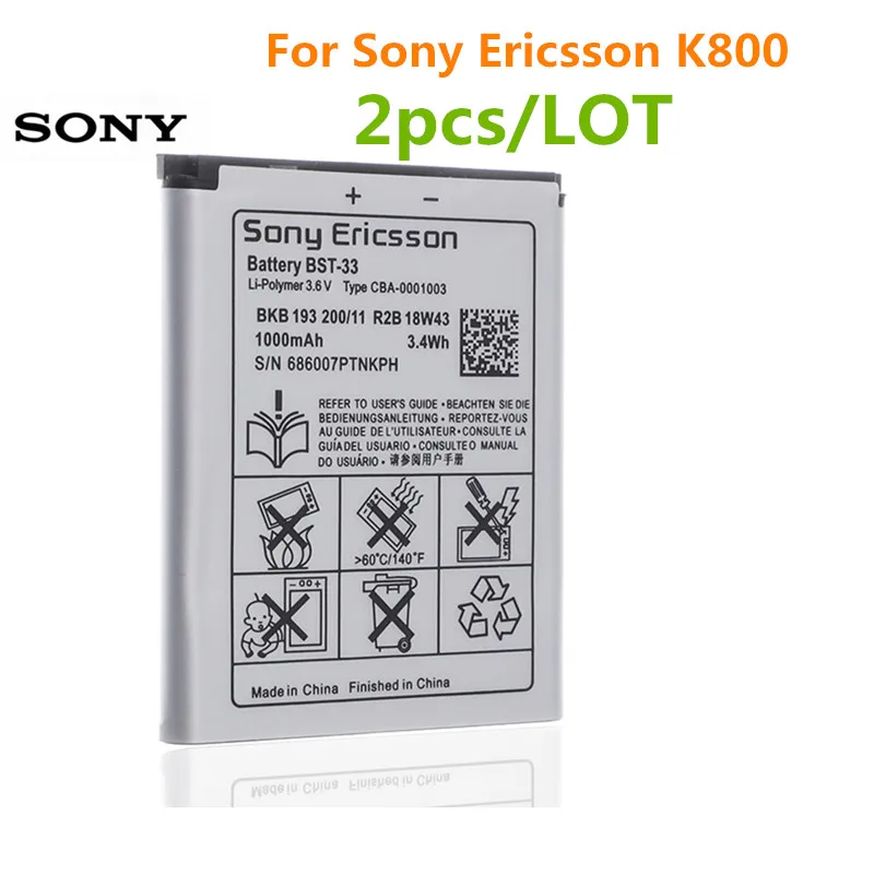 Оригинальный аккумулятор Sony BST-33 для Ericsson K530 K550 K630 K660i K790 K790i K800 K800i K810 K810i 1000 мАч 2