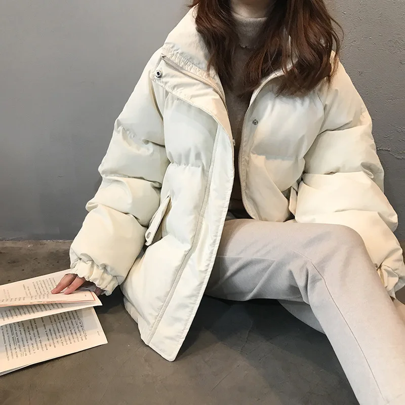 Mooirue осень зима корейский Стиль Розовая парка Женская свободная хлопковая стеганая одежда теплая свободная Новое поступление пальто