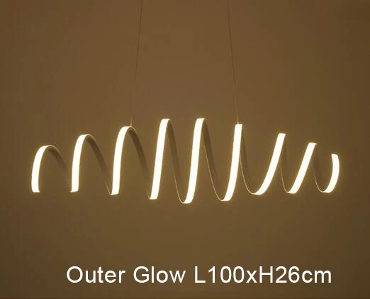Современные светодиодные спиральные подвесные светильники для столовой, кухни, алюминиевые акриловые Подвесные светодиодные лампы 110 В 220 В - Цвет корпуса: L100cm Outer Glow