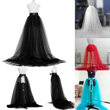 

2019 Summer Fashion Women Tulle Tutu Long Elastic Waist Lace Skirt Wedding Party Prom Mesh Maxi Lace up Skirts