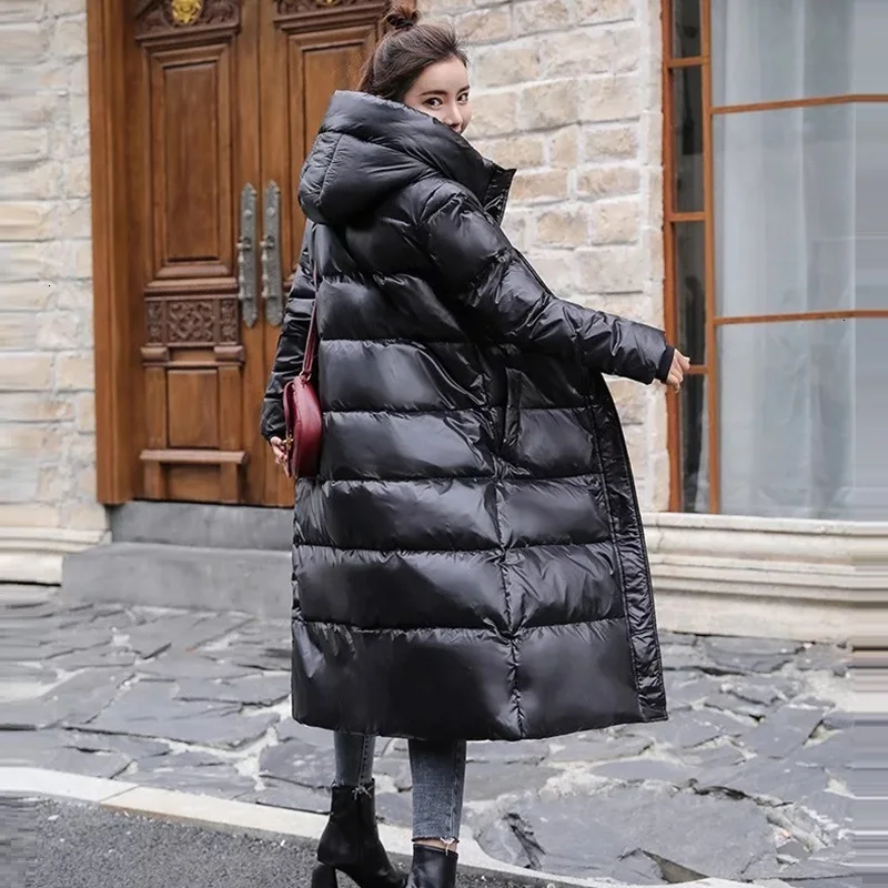 Куртка на 90% белом утином пуху 2019 женская зимняя куртка длинное плотное пальто