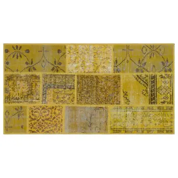 

Handmade Yellow Vintage Overdyed Patchwork Area Rug 081x155 Cm-2'8''X5'1''