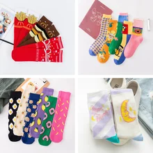 Kawaii/носки с героями мультфильмов; женские милые забавные хлопковые носки в Корейском стиле; носки для скейтборда в японском стиле Харадзюку; милые носки с фруктами; Meias