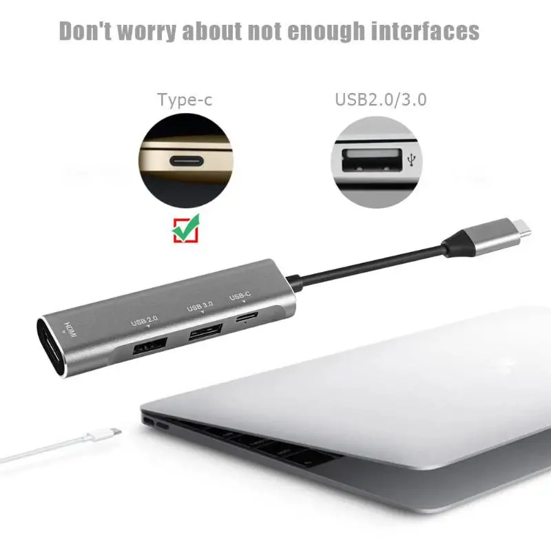 4 в 1 usb type-C концентратор для USB-C USB3.0 USB2.0 4K 1080P HDMI PD конвертер Расширение Док-станция для ПК ноутбук разветвитель