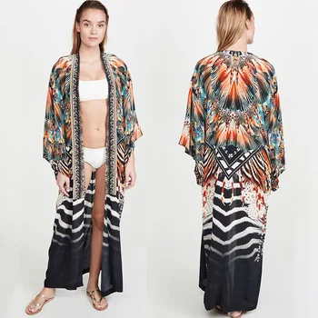 

Beach Outing Croche Bathroom Outings Bathing Suit Cover-Ups Print Cardigan Outside Blouses Swimsuit Bikini Acetate Fmzxg