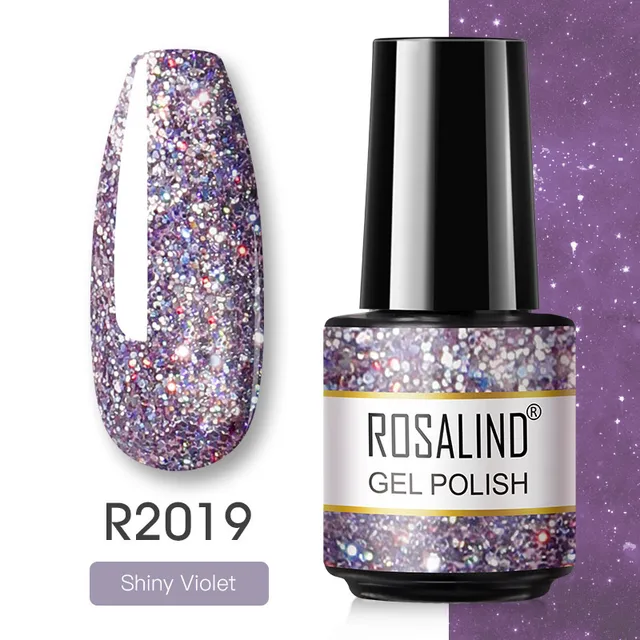 ROSALIND Gel Nail Polish Glitter Gel For Manicure Art Semi Permanent Hybrid Varnish Need UV LED Base Top Coat Nail Polish RAR2019