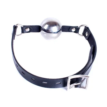 Bdsm Slave Role Play Head Bondage Leather Harness Strap with 42mm Stainless Steel Ball Gag Sex Toys for Fetish Open Mouth Flirt 5