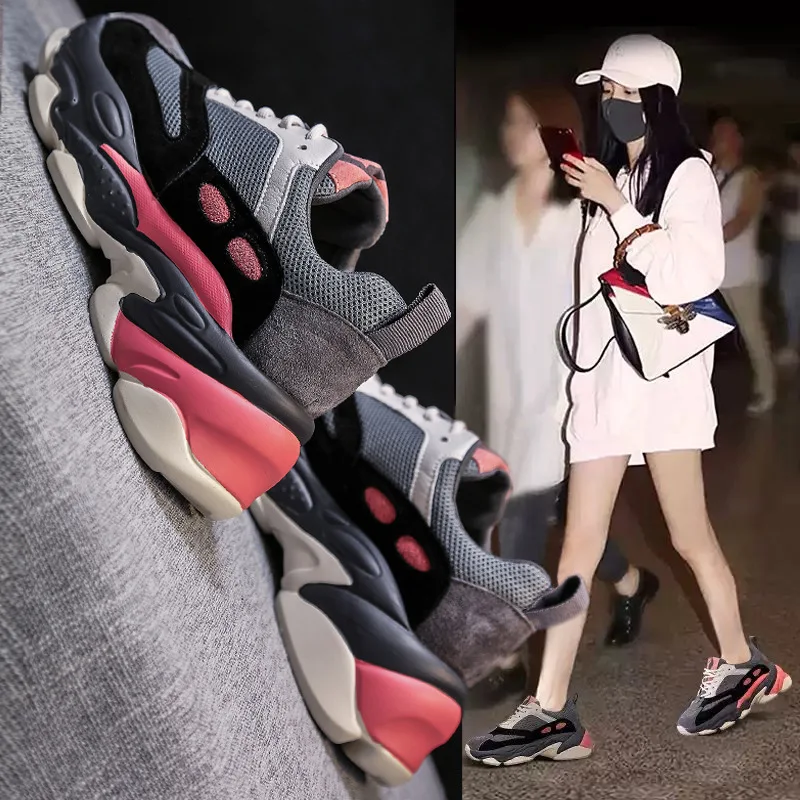 

New Style Shoes Women's INS Breathable 2019 Autumn Dad Online Celebrity Versatile Super Fire Whole Transaction Shoes Mid-top WOM