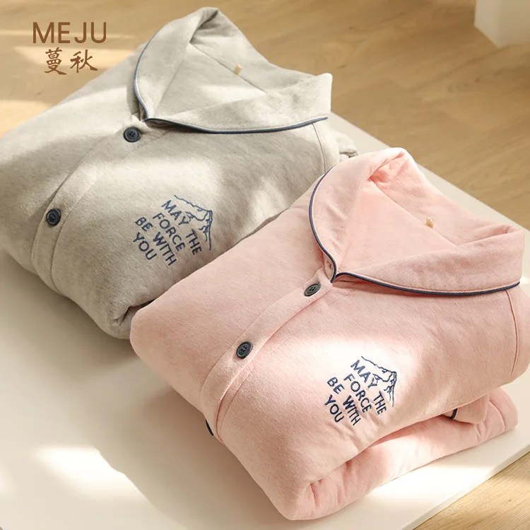

Meju Couples Pajamas Autumn & Winter New Style Thick Japanese-style Cotton Women's Warm Tracksuit Household Cotton-padded Jacket
