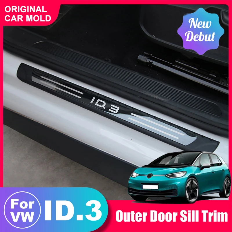 Для 2020 ~ 2021 VW ID3 пороговой бар приветственная педаль черный серебряный