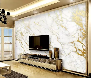 

CJSIR Custom Wallpaper Mural Gold Silk Jazz White Marble Wall Papers Home Decor Wallpapers for Living Room Papel De Parede