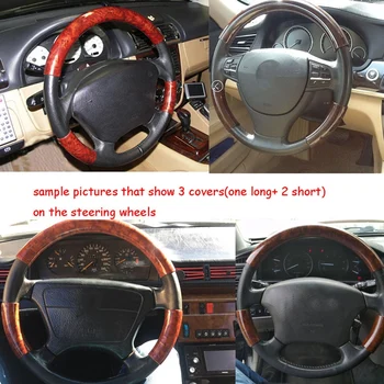 

Car Steering Wheel Cover Three Section Handle Peach Wood Interior Three Section Clip-on Grip Cover