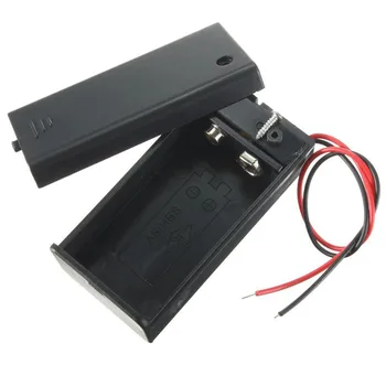 

1Pcs/lot Free Shipping High Quality ABS DIY 6F22 9V Battery Storage Holder Case Box With Cord Wire Lead ON/OFF Toggle Switch