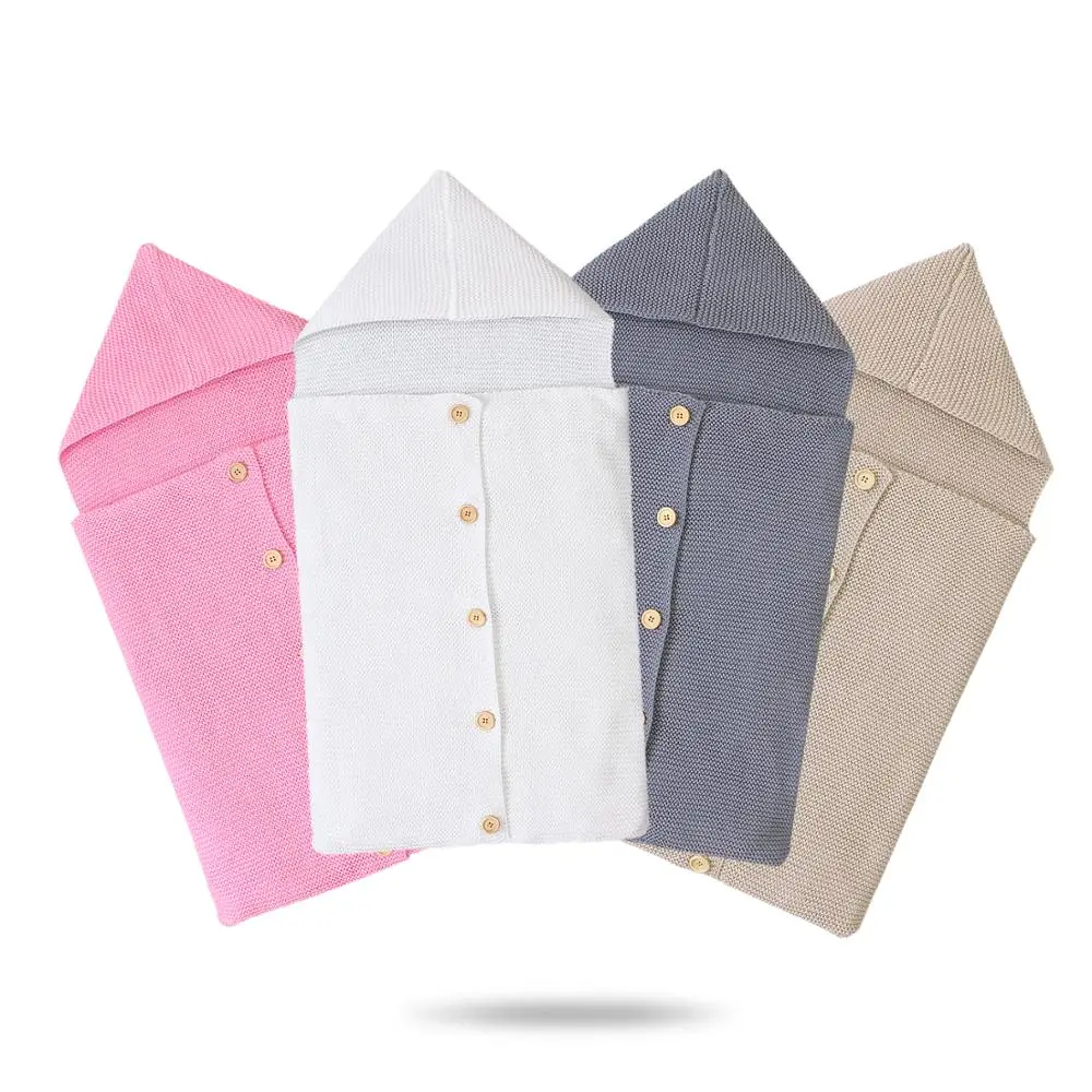 

Baby Sleeping Bags for Stroller Footmuff Spring Autumn Solid Knit Newborn Infant Warm Swaddle Wrap Envelopes 75*35cm Sleep Sacks