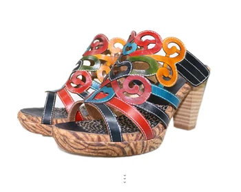 

EMMA KING Retro fashion High Heels Sandals Ladies Summer Dress Party Shoes Woman Punk Open Toe Ankle Women's Slipper 2020