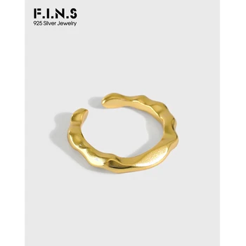 

F.I.N.S 2020 NEW Irregular Waving Convex Surface S925 Sterling Silver Ring Open Finger Ring Stackable Fashion Fine Jewelry